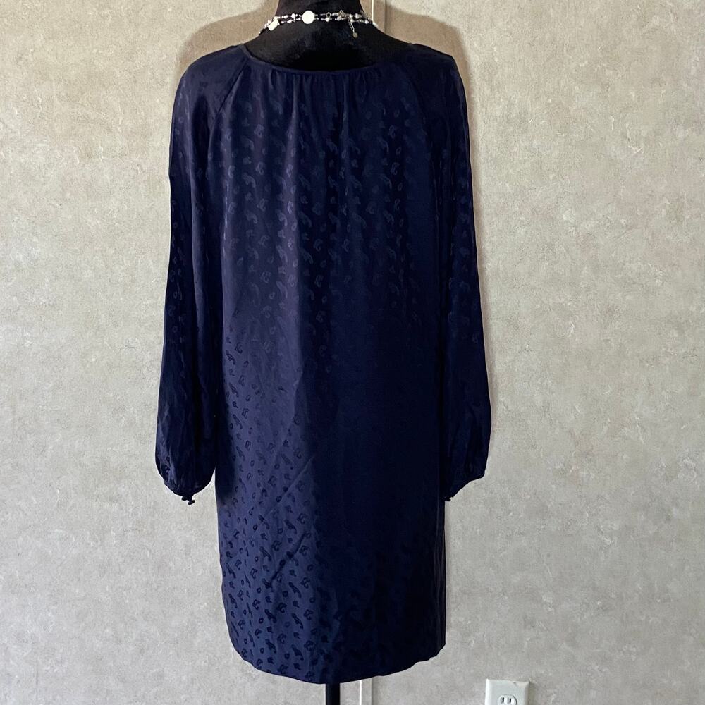Women's J. Crew Navy Blue Silk Tonal Paisley Shift Dress Womens Size 12 - Picture 4 of 7